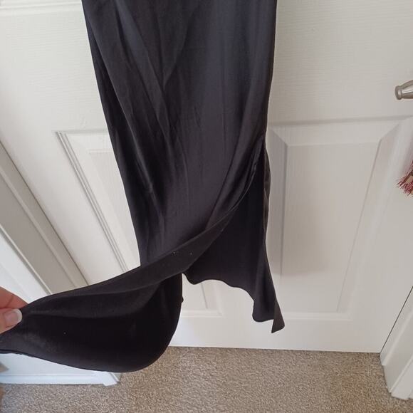 Zara Strappy Satin Effect Gathered Slip Midi Dress Black XS NWT - Picture 8 of 10